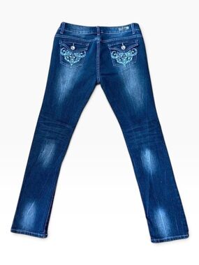 TOUCH Me jeans crystal embellishments flap pockets low rise ripped size 11-12